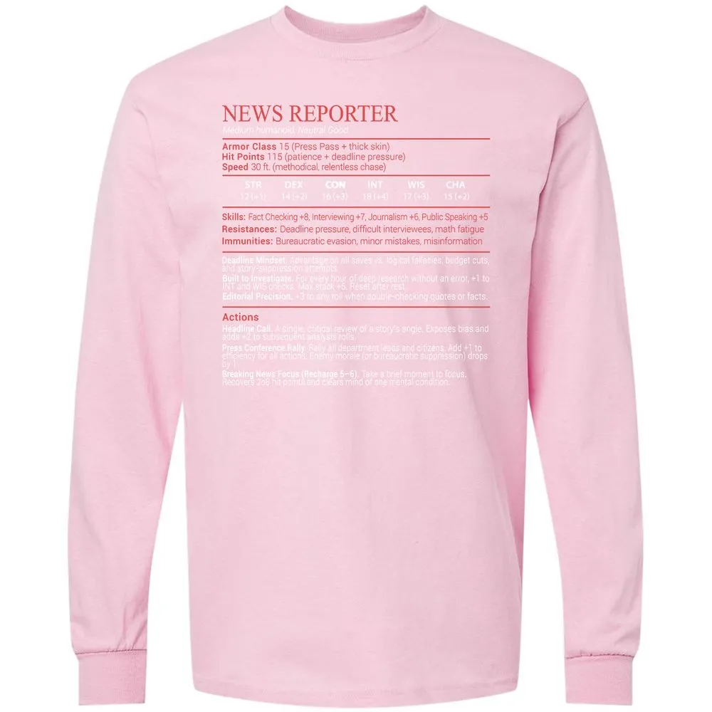 News Reporter Stats Block - Light Pink - 16