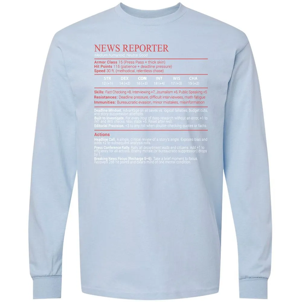 News Reporter Stats Block - Light Blue - 18