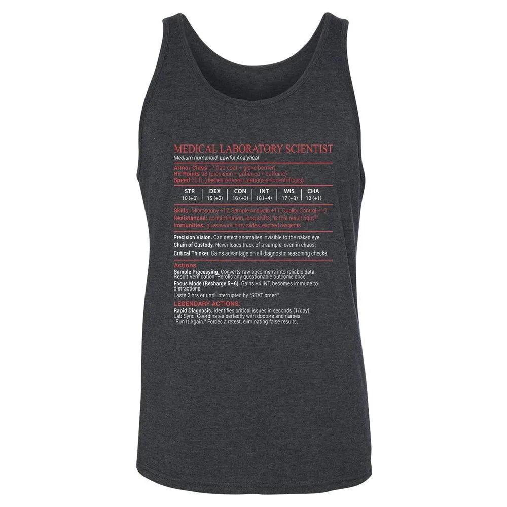 Medical Laboratory Scientist Stats Block - Dark Grey Heather - 5