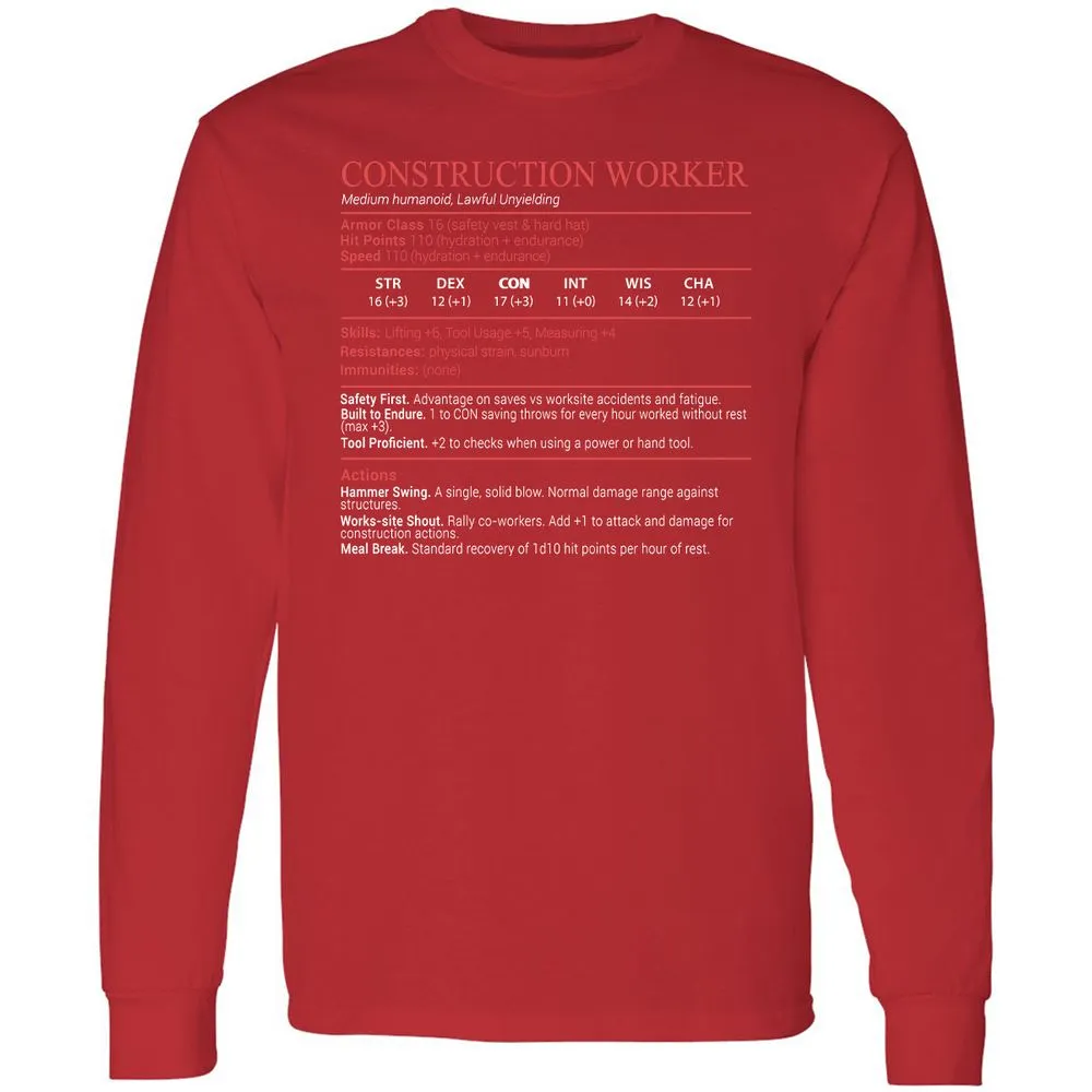 Construction Worker Stats Block - Red - 11