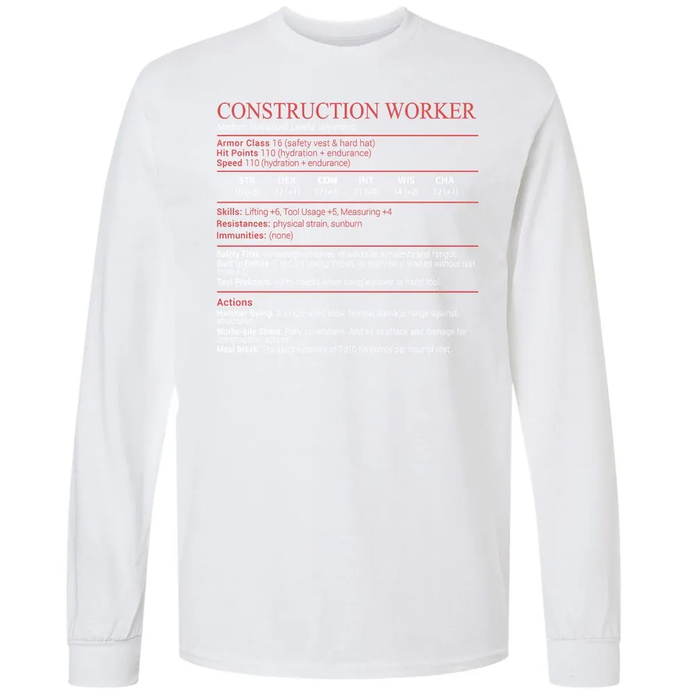 Construction Worker Stats Block - White - 17