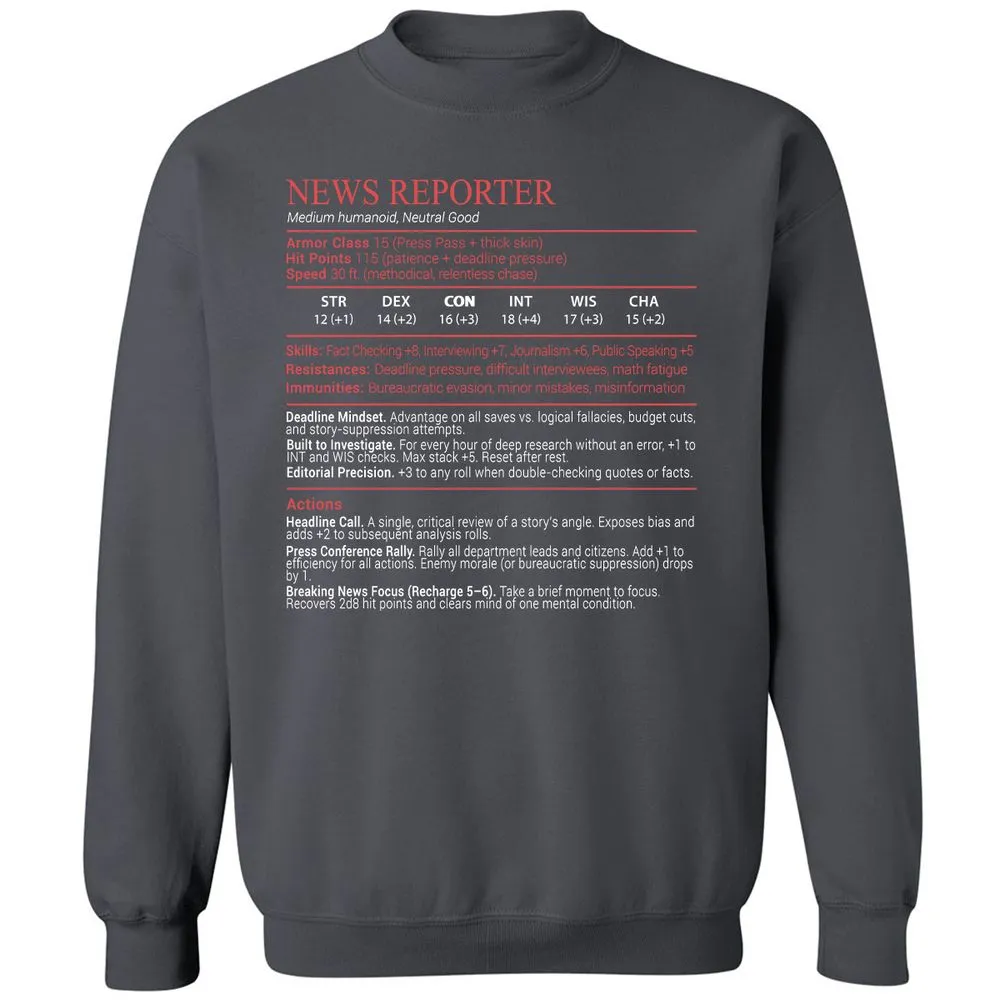 News Reporter Stats Block - Charcoal - 6