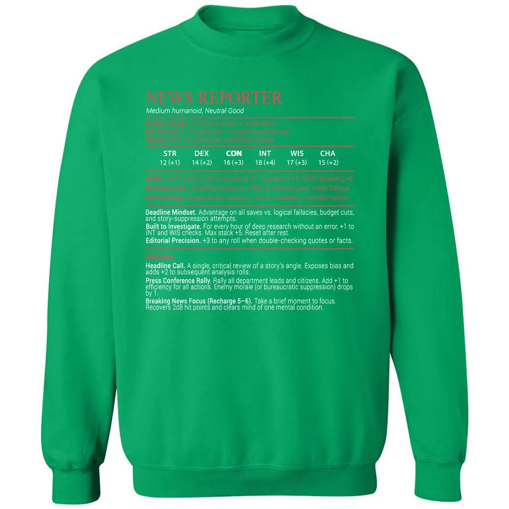 News Reporter Stats Block - Irish Green - 13