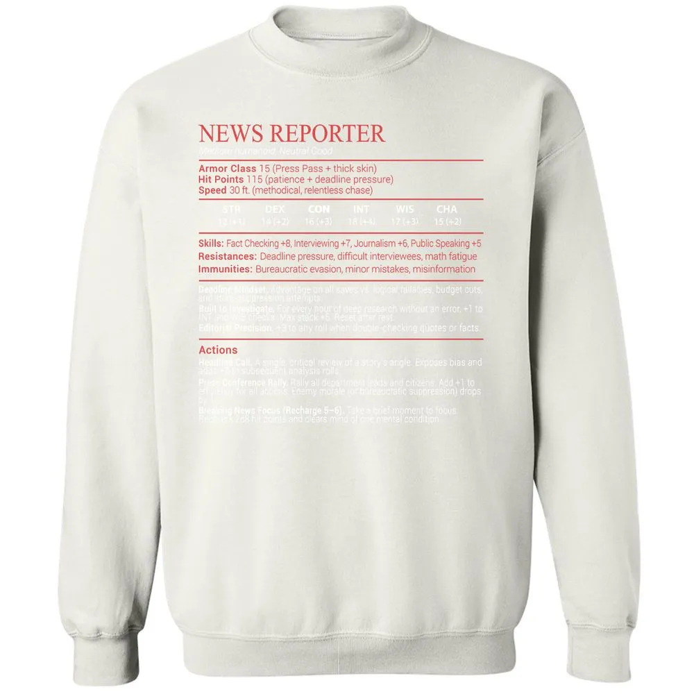 News Reporter Stats Block - White - 18