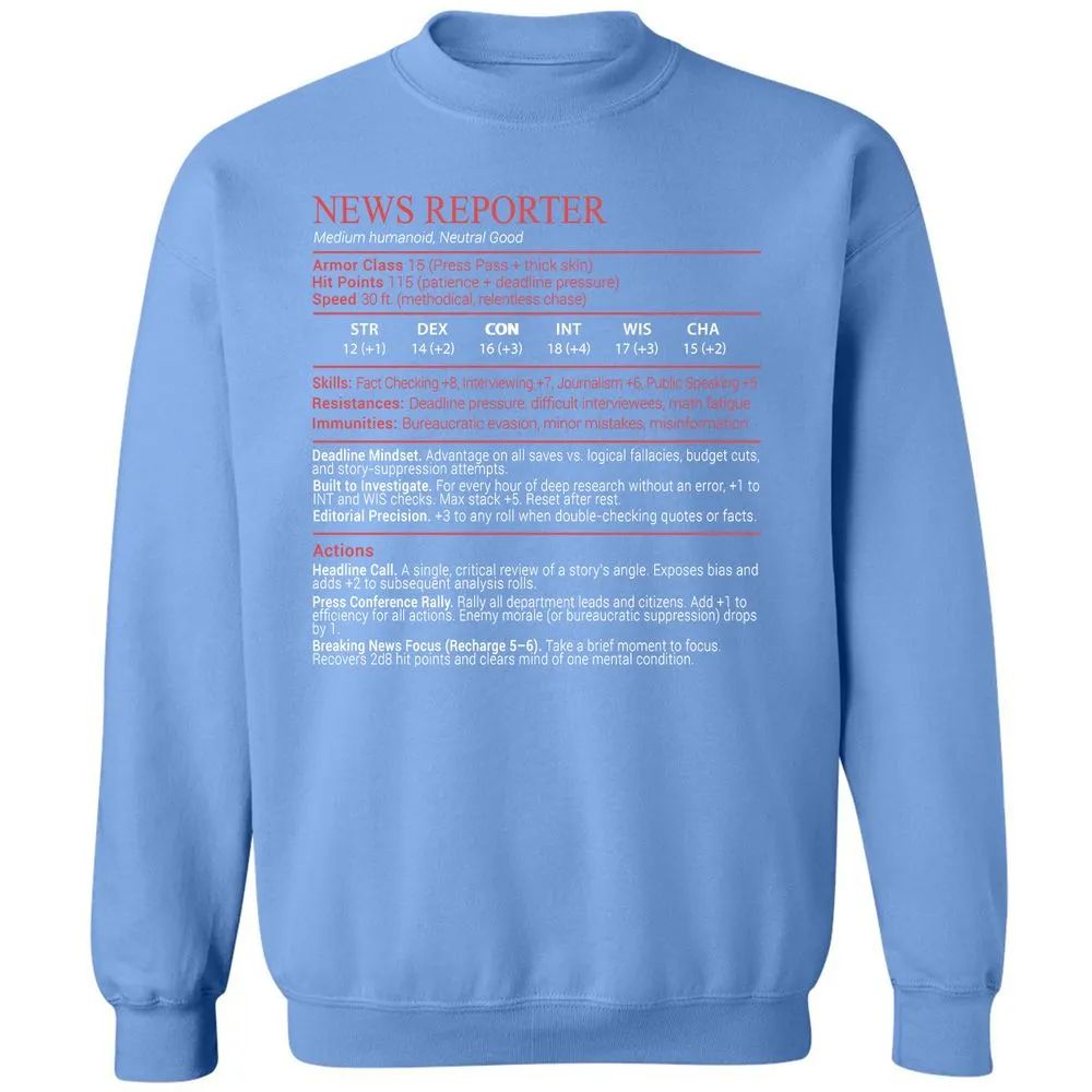 News Reporter Stats Block - Carolina Blue - 20