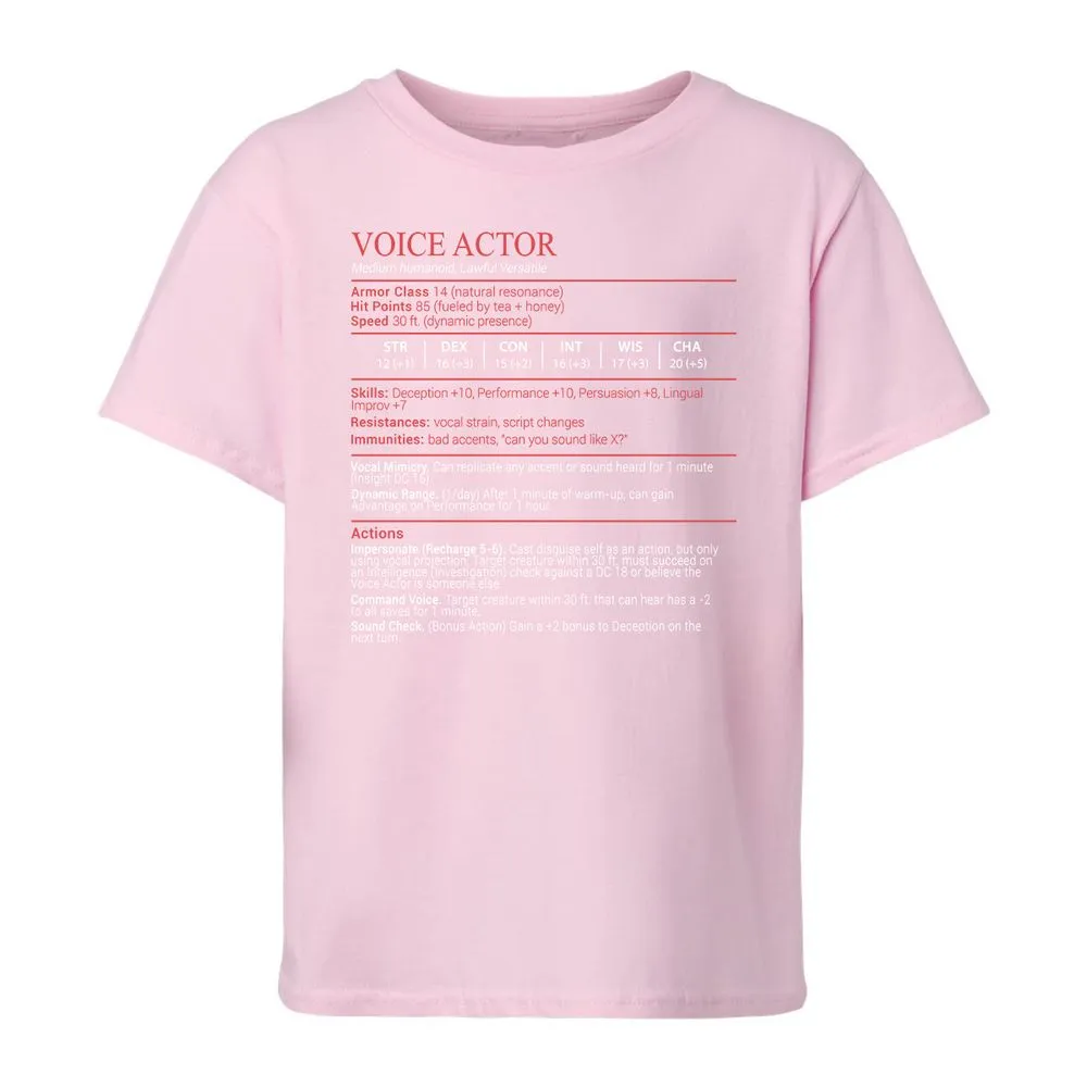 Voice Actor Stats Block - Light Pink - 7