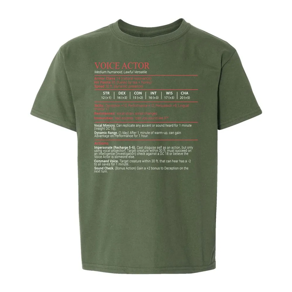 Voice Actor Stats Block - Military Green - 19
