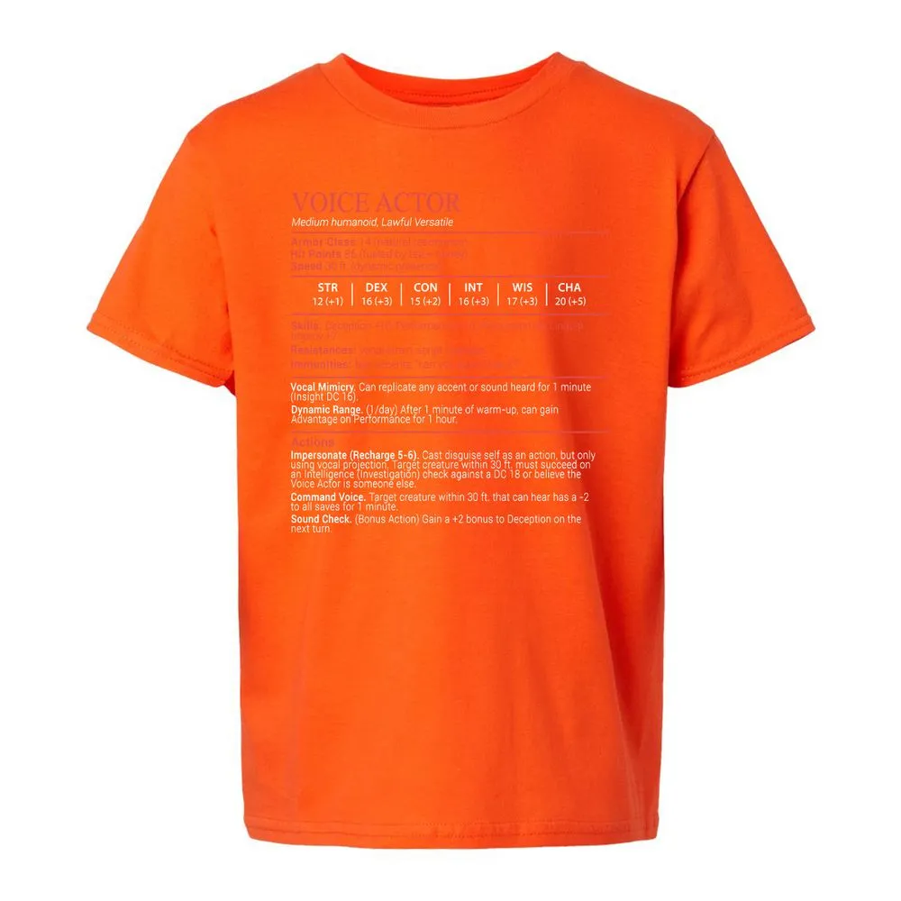 Voice Actor Stats Block - Orange - 20