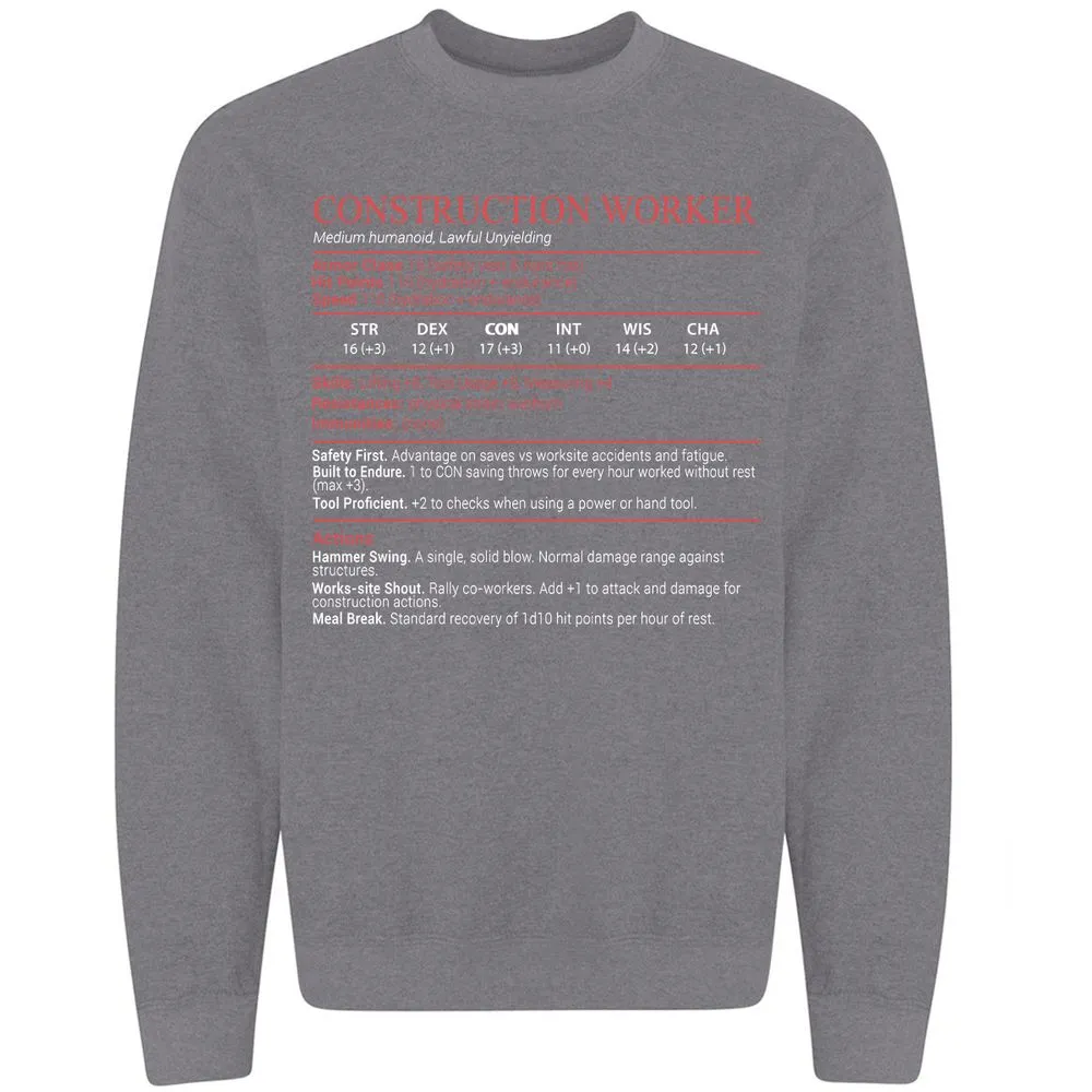 Construction Worker Stats Block - Graphite Heather - 7