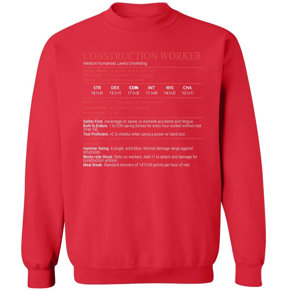 Construction Worker Stats Block - Red - 10
