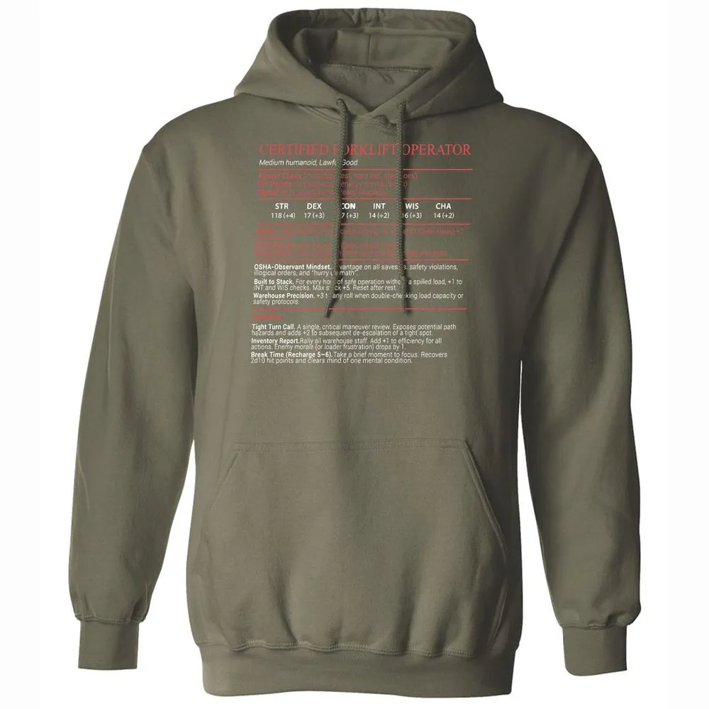 Certified Forklift Operator Stats Block - Military Green - 9