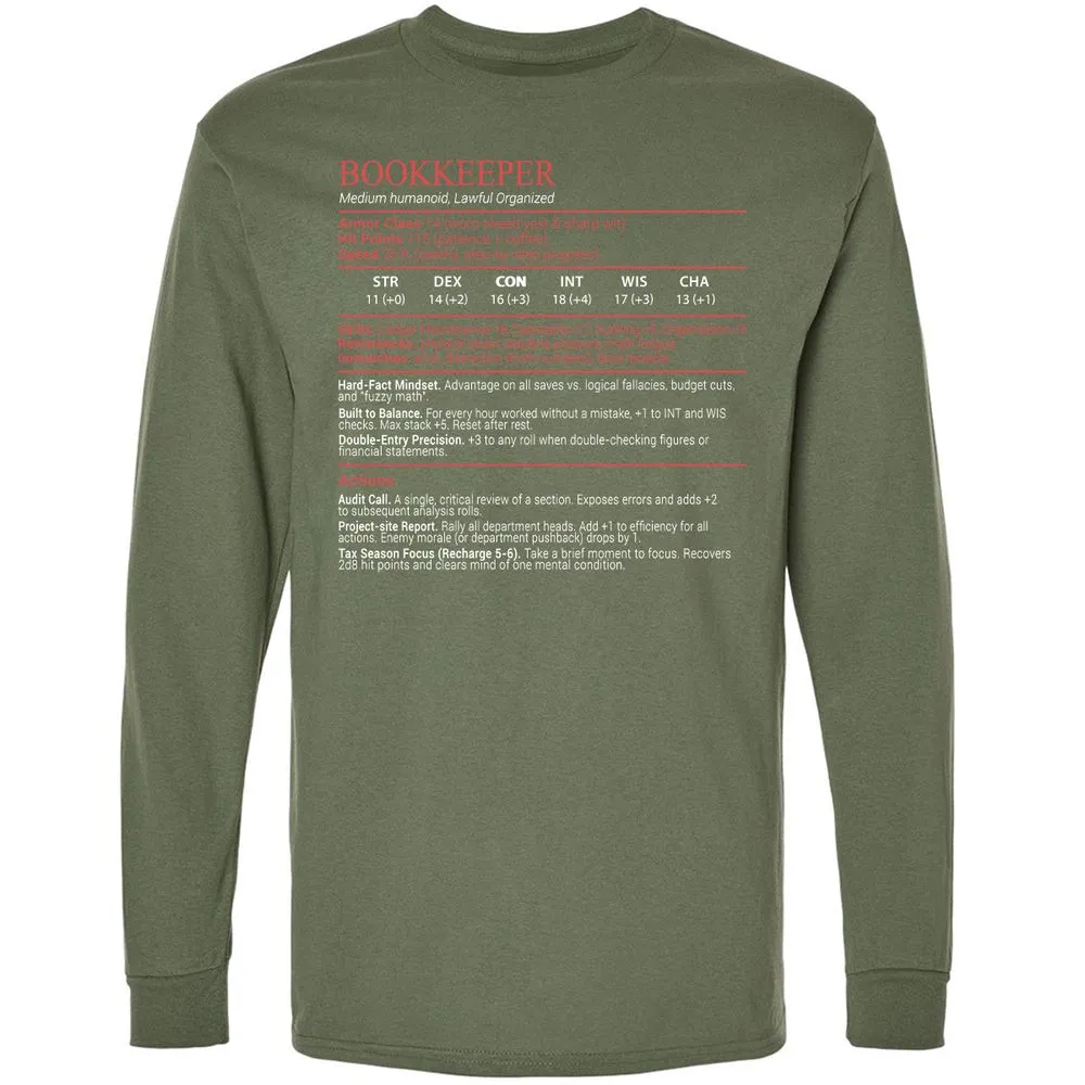 Bookkeepper Stats Block - Military Green - 9