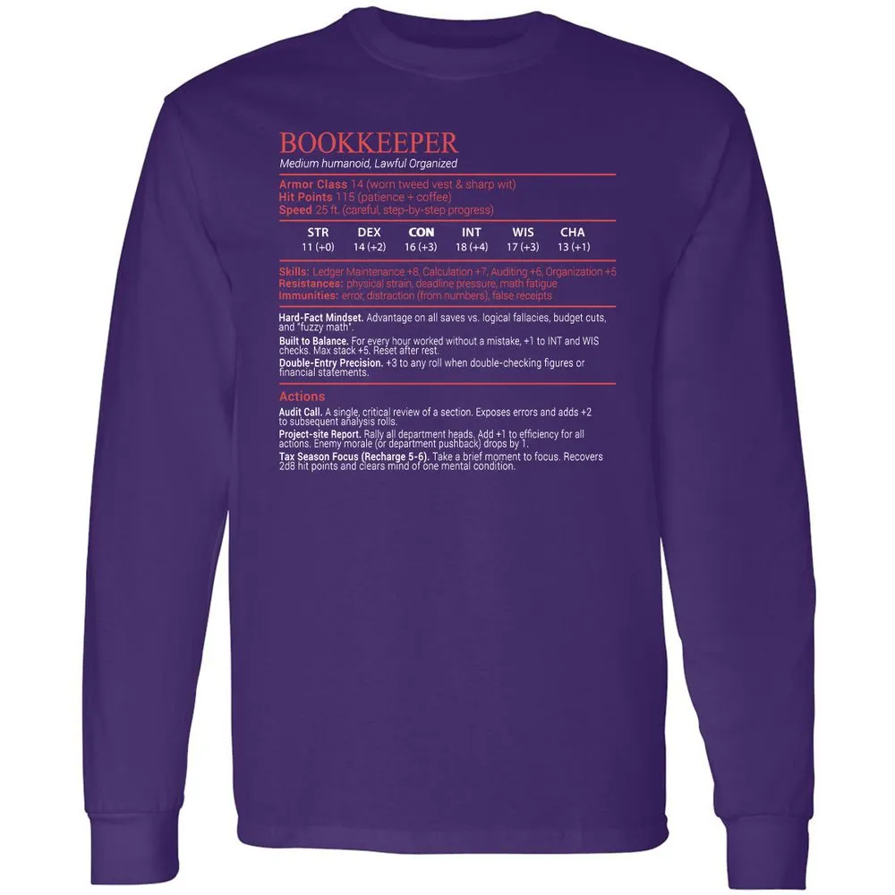 Bookkeepper Stats Block - Purple - 12