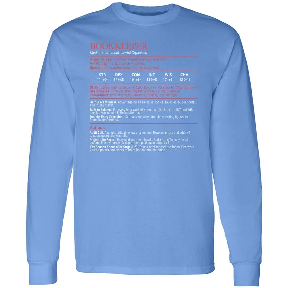 Bookkeepper Stats Block - Carolina Blue - 15