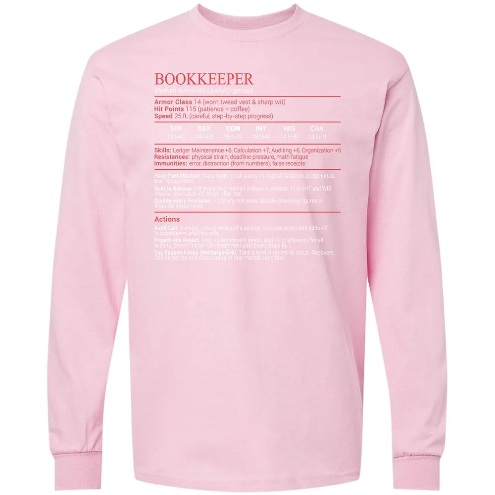 Bookkeepper Stats Block - Light Pink - 16