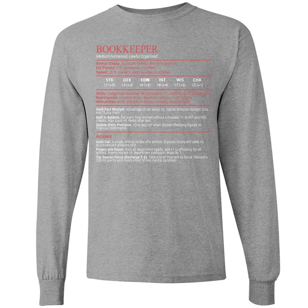Bookkeepper Stats Block - Sport Grey - 19