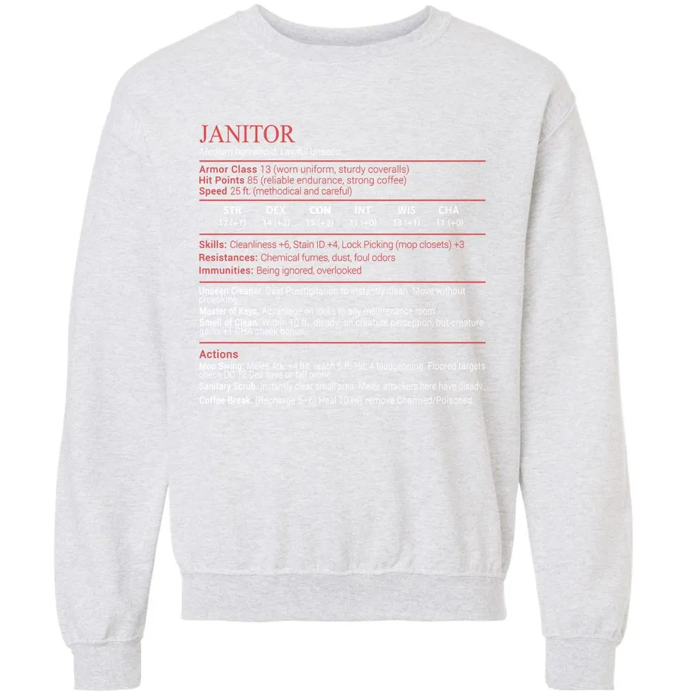 Janitor Stats Block - Ash - 16