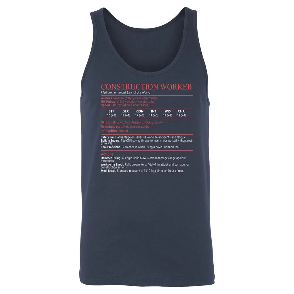 Construction Worker Stats Block - Navy - 2