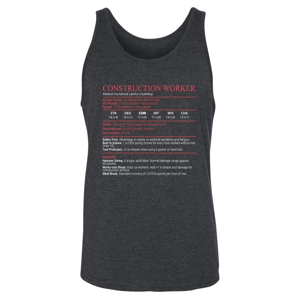 Construction Worker Stats Block - Dark Grey Heather - 5