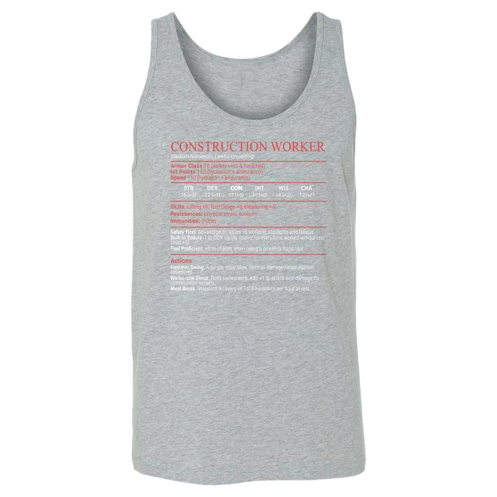 Construction Worker Stats Block - Athletic Heather - 10