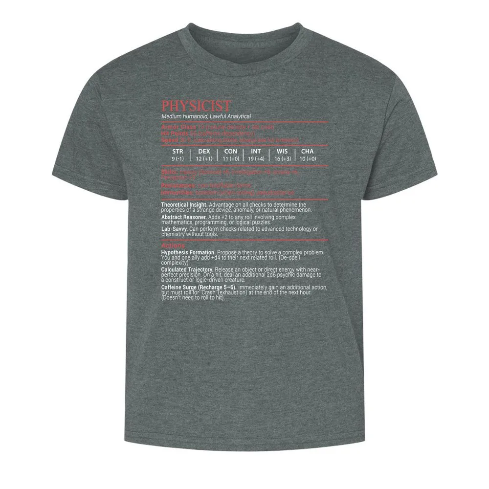 Physicist Stats Block - Dark Heather - 10