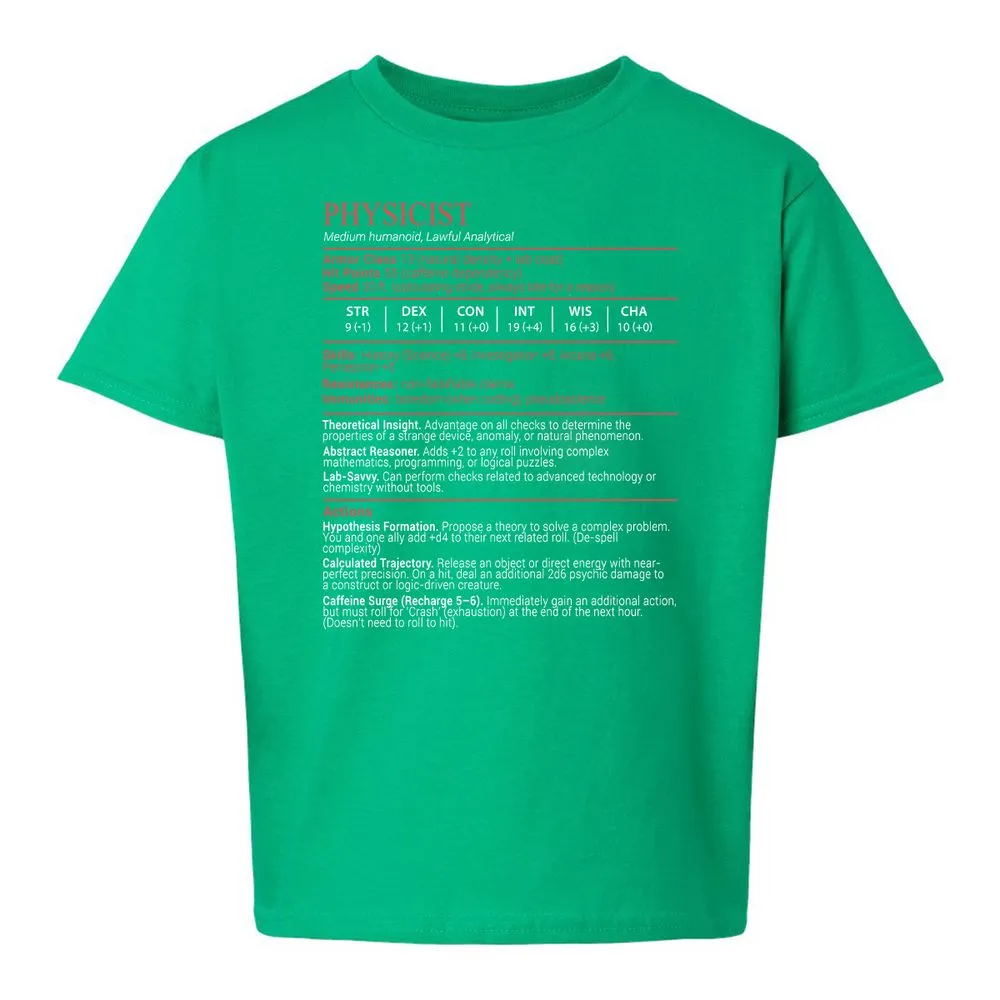 Physicist Stats Block - Irish Green - 16