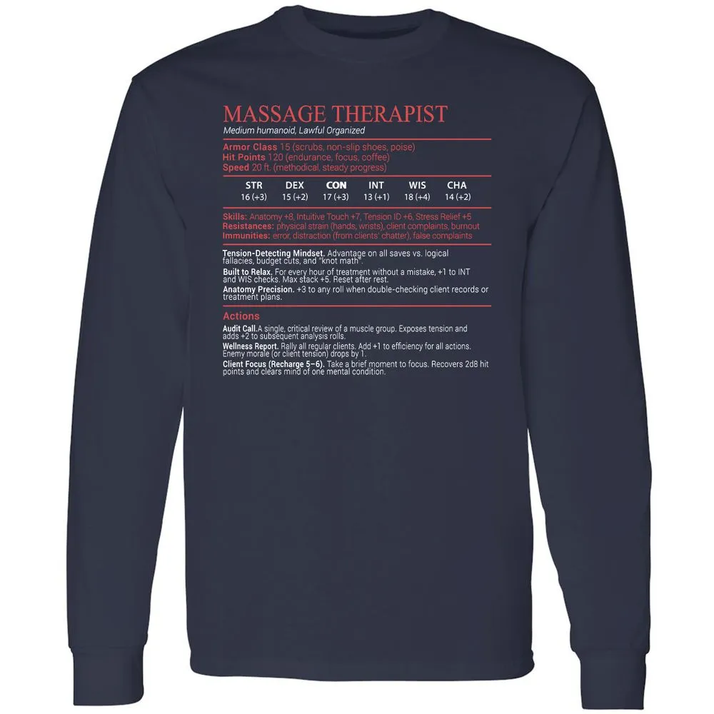 Massage Therapist Stats Block - Navy - 2