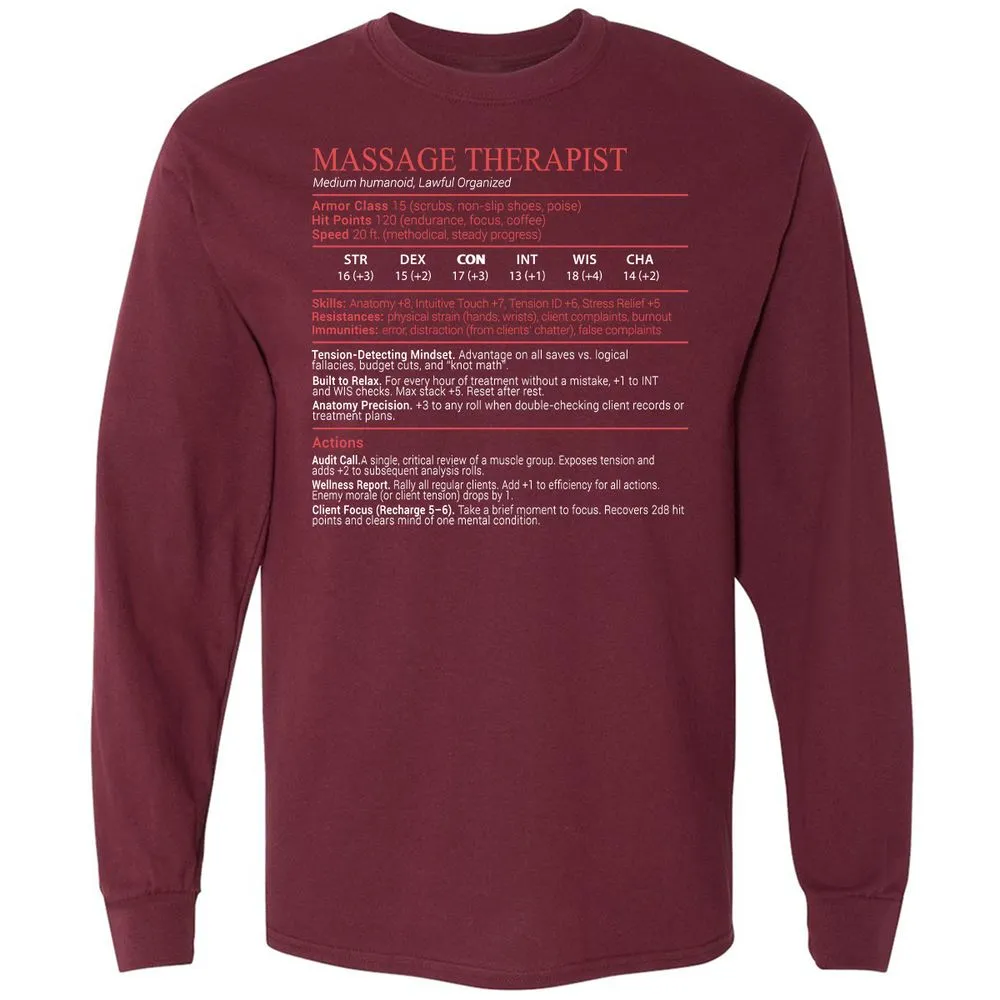 Massage Therapist Stats Block - Maroon - 6