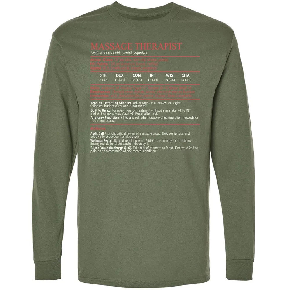 Massage Therapist Stats Block - Military Green - 9