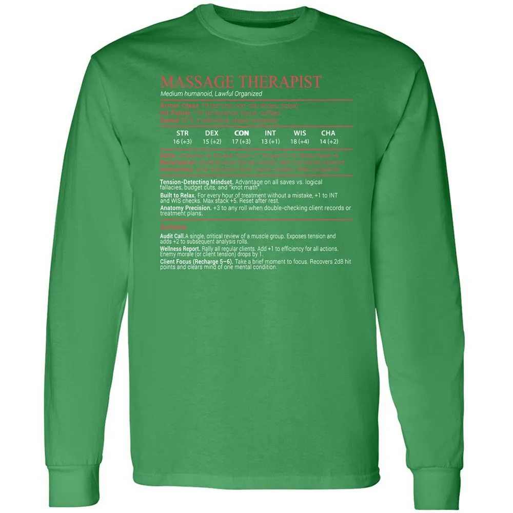 Massage Therapist Stats Block - Irish Green - 10