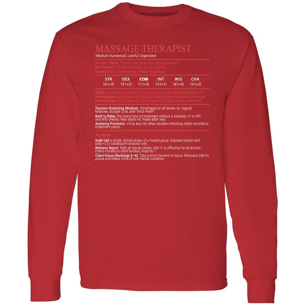 Massage Therapist Stats Block - Red - 11