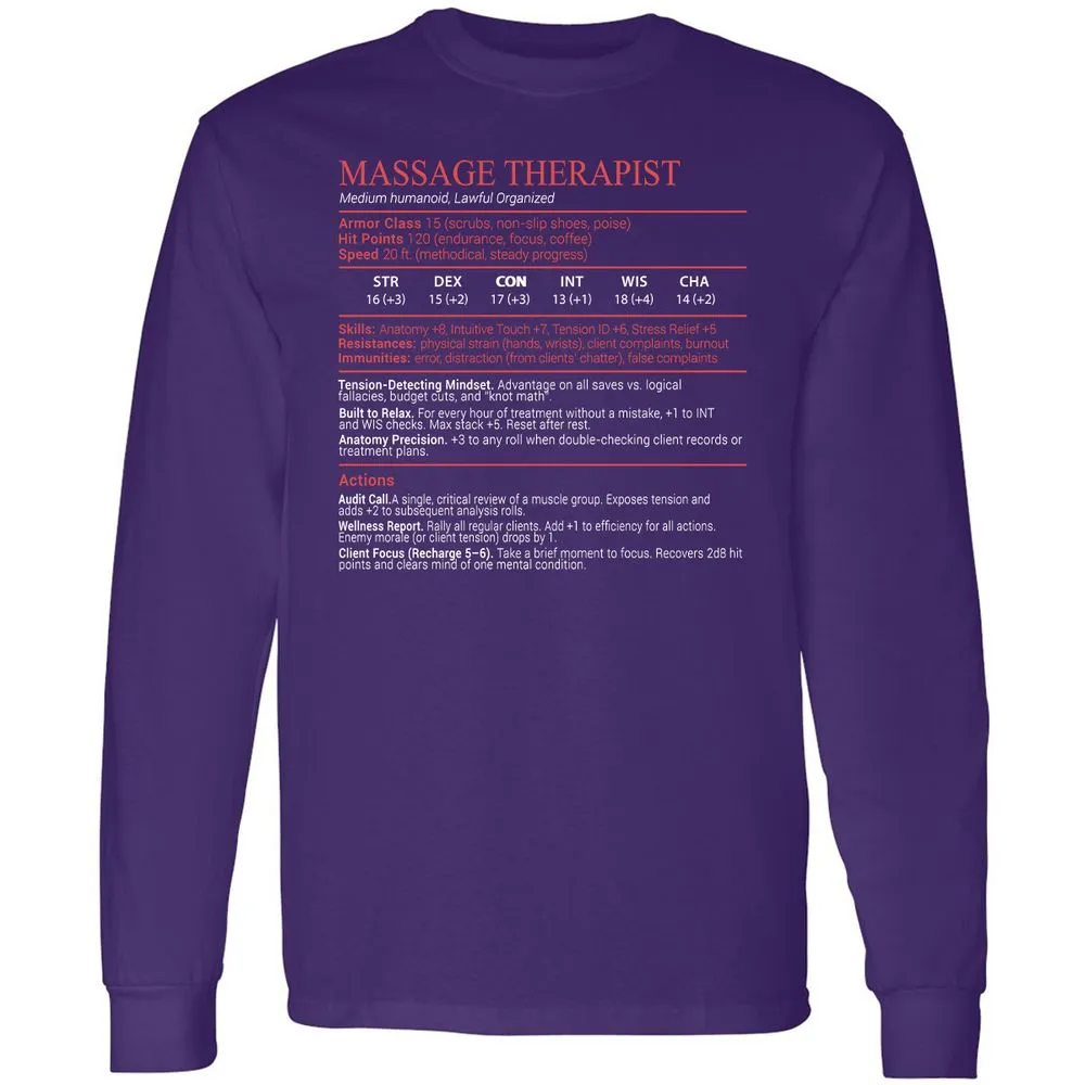 Massage Therapist Stats Block - Purple - 12