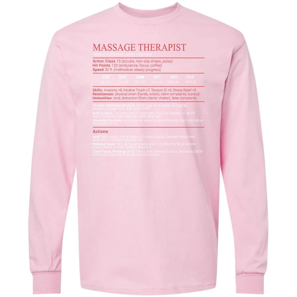 Massage Therapist Stats Block - Light Pink - 16