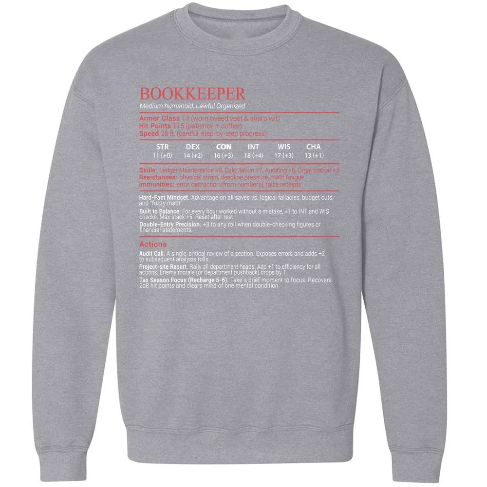 Bookkeepper Stats Block - Sport Grey - 17