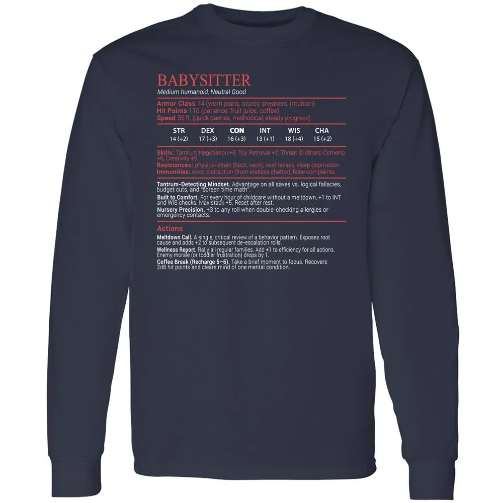 Baby Sitter Stats Block - Navy - 2