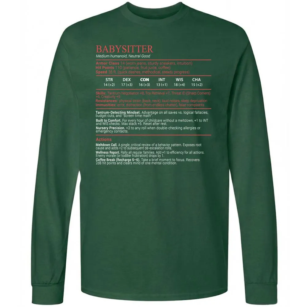 Baby Sitter Stats Block - Forest Green - 4