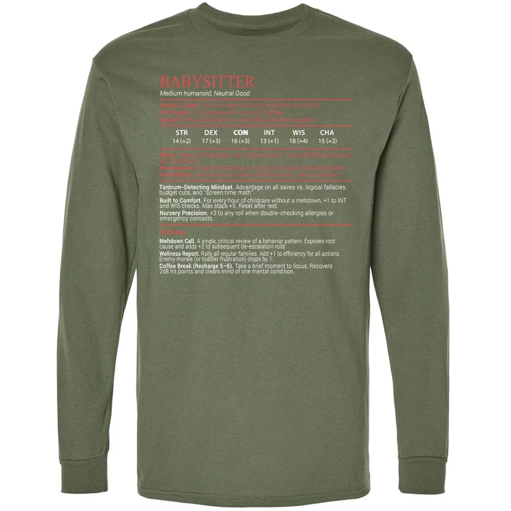 Baby Sitter Stats Block - Military Green - 9