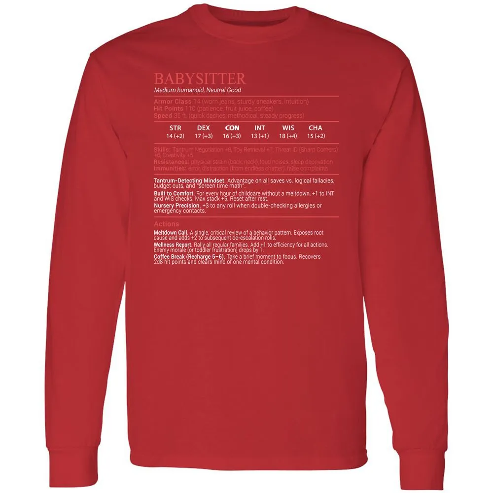Baby Sitter Stats Block - Red - 11