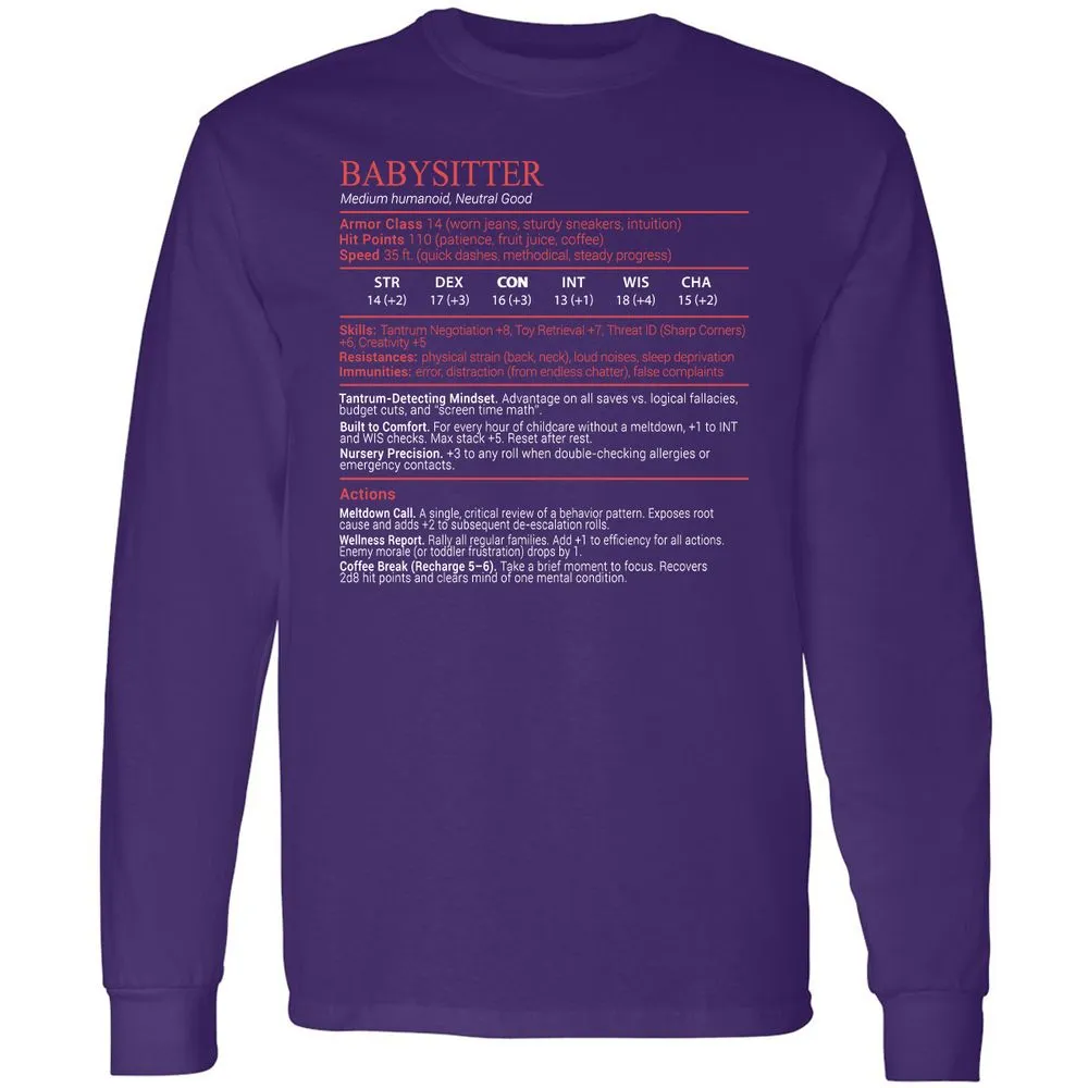 Baby Sitter Stats Block - Purple - 12