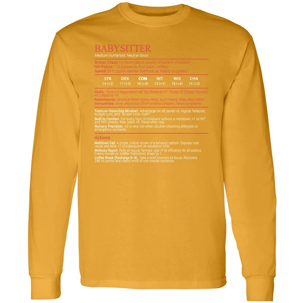 Baby Sitter Stats Block - Gold - 13