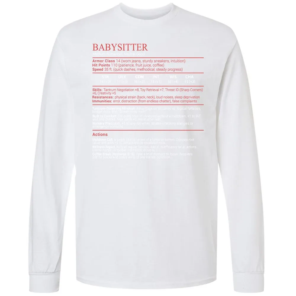 Baby Sitter Stats Block - White - 17