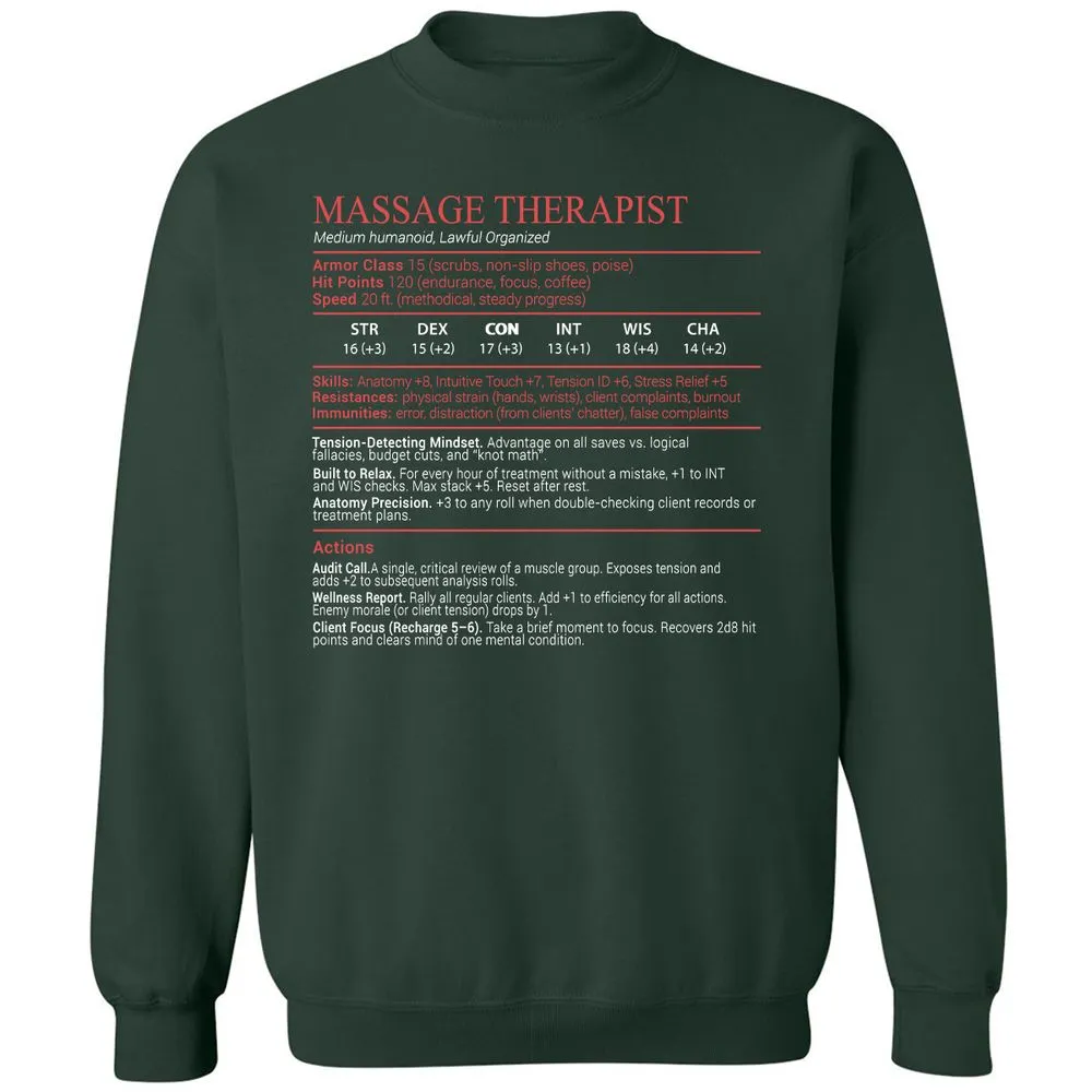 Massage Therapist Stats Block - Forest Green - 5