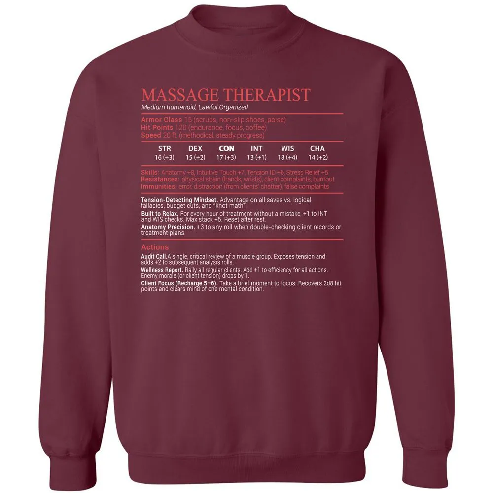 Massage Therapist Stats Block - Maroon - 8