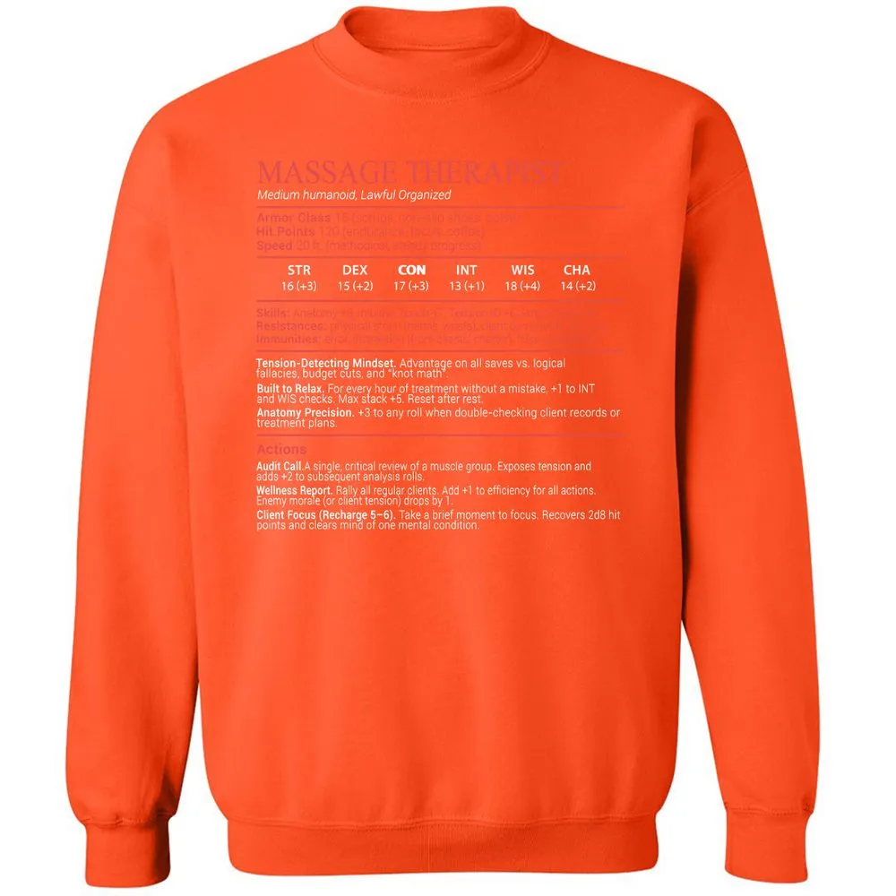 Massage Therapist Stats Block - Orange - 12
