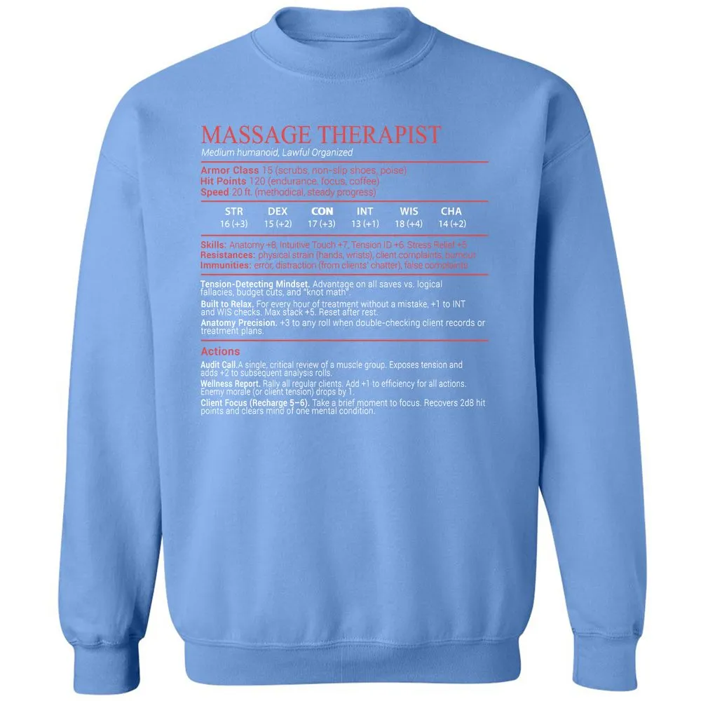 Massage Therapist Stats Block - Carolina Blue - 20