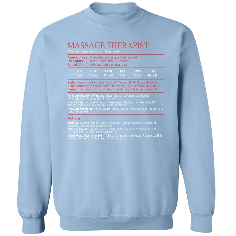 Massage Therapist Stats Block - Light Blue - 21