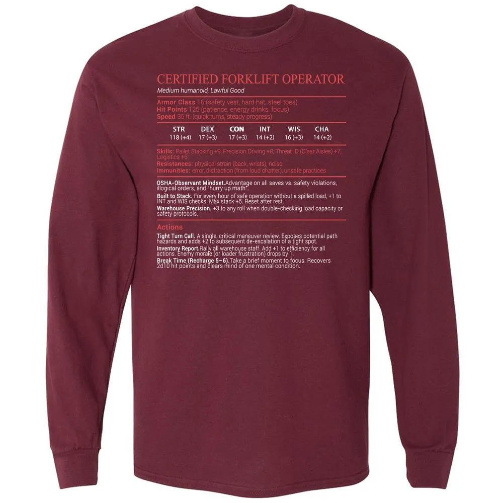 Certified Forklift Operator Stats Block - Maroon - 6