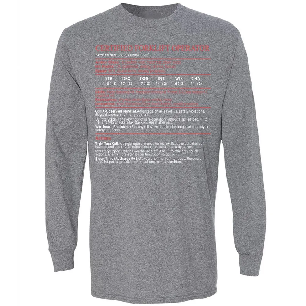 Certified Forklift Operator Stats Block - Graphite Heather - 8