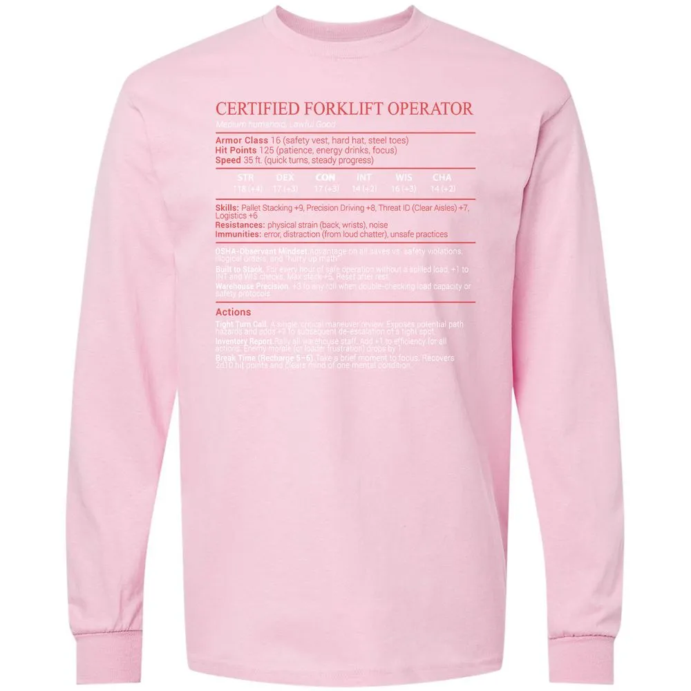 Certified Forklift Operator Stats Block - Light Pink - 16