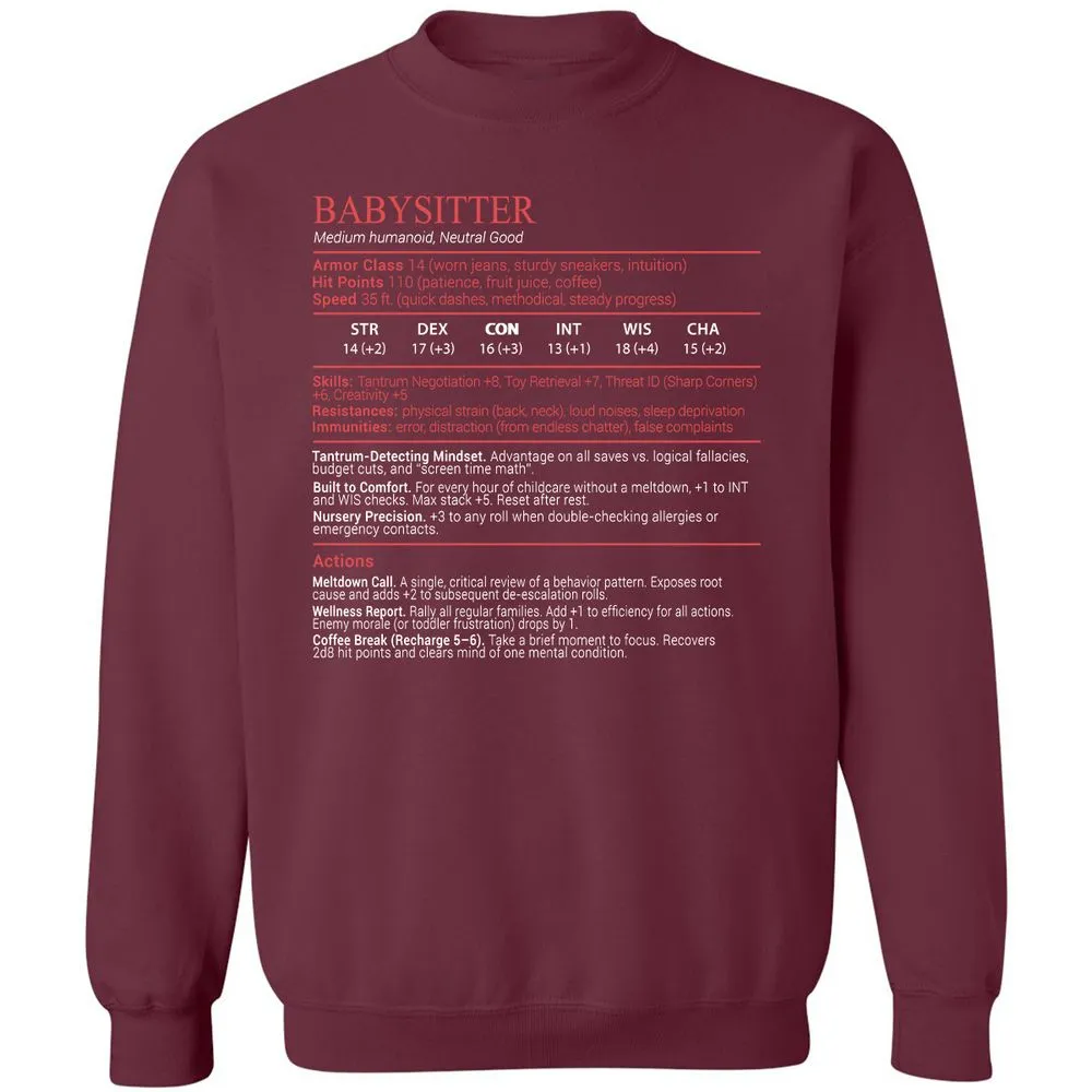 Baby Sitter Stats Block - Maroon - 8